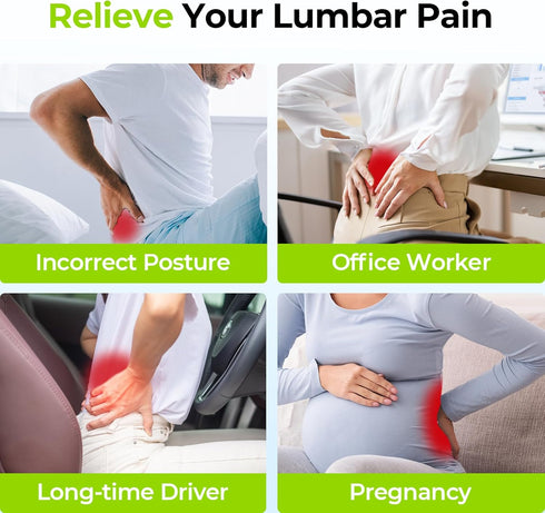 AUVON Lumbar Support Pillow for Office Chair with Patented Bulge for Lower Back Support, Ergonomic Office Home
