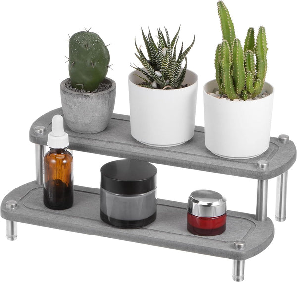 uxcell Fast Drying Stone Sink Tray, 2-Tier Instant Dry Sink Organizer for Countertop, Dark Grey Water Absorbing