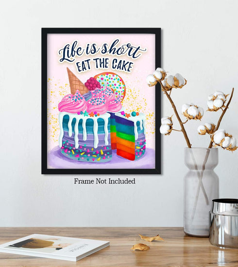Kitchen Wall Decor, Pink Motivational Cake Dining Room Decor, Inspirational Positive Quotes Wall Art
