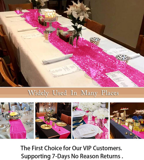 ShinyBeauty Hot Pink Table Runners, Pack of 2, Fuchsia Sequin 12x108 in Wedding Party Supplies