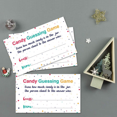 Candy Guessing Game Cards - Games Activities and Decorations, 50-Pack