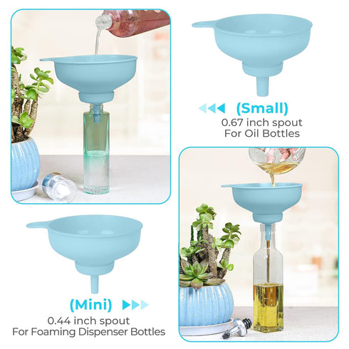 Wide Mouth Kitchen Funnel - Food Grade Plastic Canning Funnel with 4 Sizes Spouts for Mason Jars