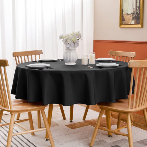 Softalker Round Tablecloth, Waterproof & Stain Resistant, 60 inch, Black