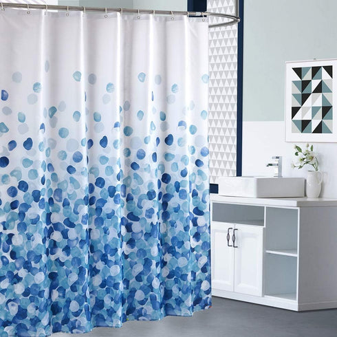 ARICHOMY Polyester Shower Curtain Set, Farmhouse Bathroom Fabric Fall Curtains, Waterproof, Standard Size 72 by 72, Blue