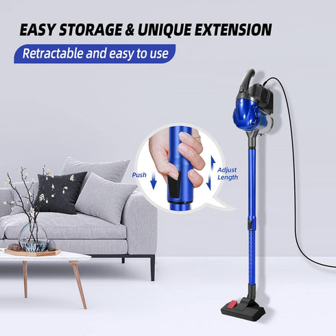 Corded Vacuum Cleaner, 17KPa Powerful Suction, 600W Motor, 4 in 1 Lightweight Handheld Stick Vacuum