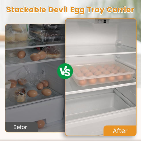 HANSGO Deviled Egg Containers with Lid, Tray Holder Carrier for 24 Eggs for Home Party Kitchen Supplies