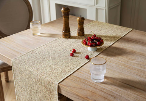 48 Inches 13x48 Inches, ZeeMart Beige Table Runners Long, Burlap Linen Style Rustic Farmhouse Table Runner, Small Short
