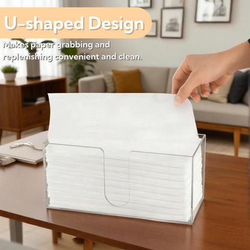 2 Pack Countertop ZAVOOS Acrylic Paper Towel Holder, Folded Z-fold C-fold Trifold Napkin Dispenser, Clear Hand Towel