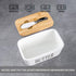 Hasense Porcelain Butter Dish, Bamboo Lid Covered Container for Countertop, Airtight Butter Keeper with Knife