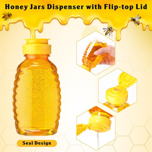 48 12 oz Didaey Pcs Plastic Honey Bottles Clear Jars Honey Dispenser with Lids Caps Containers Leak Resistant Empty