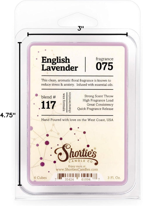 Shortie's Candle Company Pure English Lavender Wax Melts, 3 Oz. Bar, Highly Scented