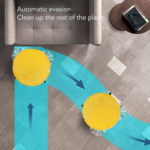 Pwshymi Mini Smart Sweeping Robot Vacuum Cleaner for Wooden Flooring Tile Carpet (Yellow)