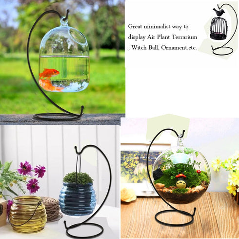 Constefire Stand,6 Ornament Display PCS Air Plants Holder, Planter Terrariums Hanger, Black Iron Wire Hanging Hook