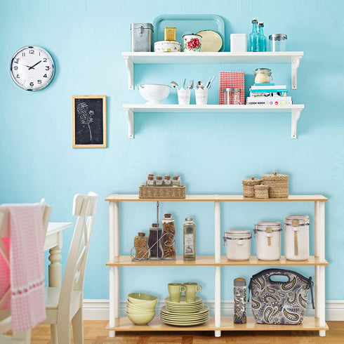 Furinno 3-Tier Double Size Storage Display Rack, Beech/White, Model 99130BE/WH