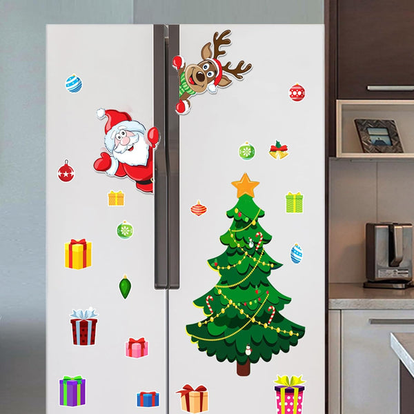 WABIWABI@HOME Magnetic Christmas Tree for Refrigerator, Soft Magnetic Ornaments Set, Reusable Holiday Decor