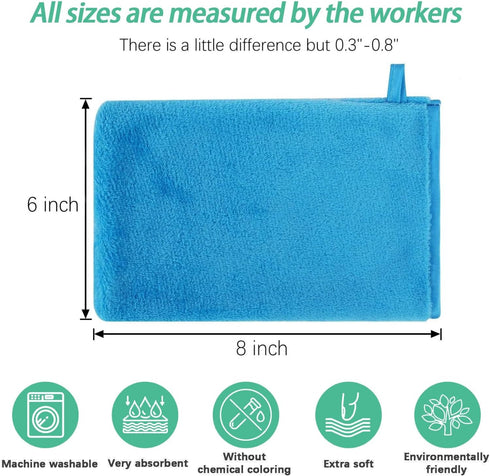 PHOGARY 10 Pack 6x8 Inch Body & Face Microfiber Washcloths for Baby Younger Kid, Soft Flannel Wash Cloth for Washing