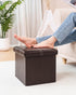 16.5"x12.6"x12.6" B FSOBEIIALEO Folding Storage Ottoman Cube, Faux Leather Footrest Seat Coffee Table, Brown