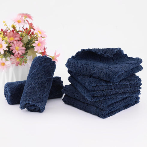Homaxy 12 Pack Kitchen Dish Cloths, Super Soft and Absorbent Coral Velvet Dish Towels, Navy Blue