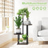 YOCOMEY 4 Tier Wood Tall Plant Stand Metal Rack Indoor, Multiple Flower Pot Holder Shelves Corner Rack, Round Planter