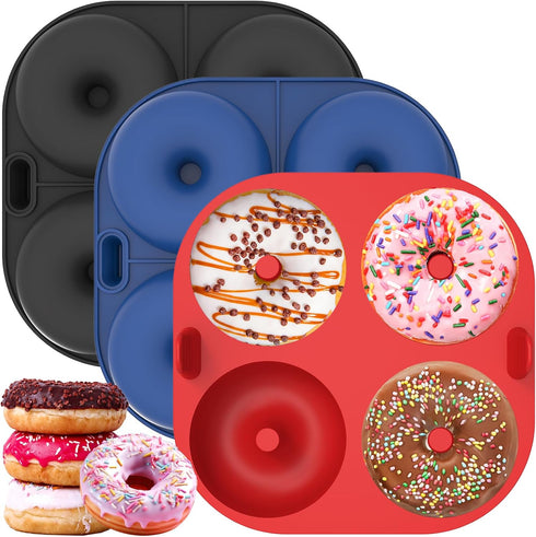 Webake Silicone Air Fryer Donut Pan, 4-Cavity Nonstick Donut Mold, Set of 3