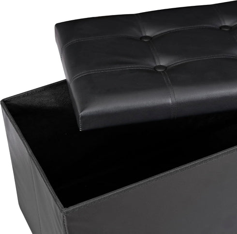 30 Inches 15" 30" 15" LEMY Folding Ottoman Storage Bench, Foot Rest Stool with Wooden Divider&Large Storage Space
