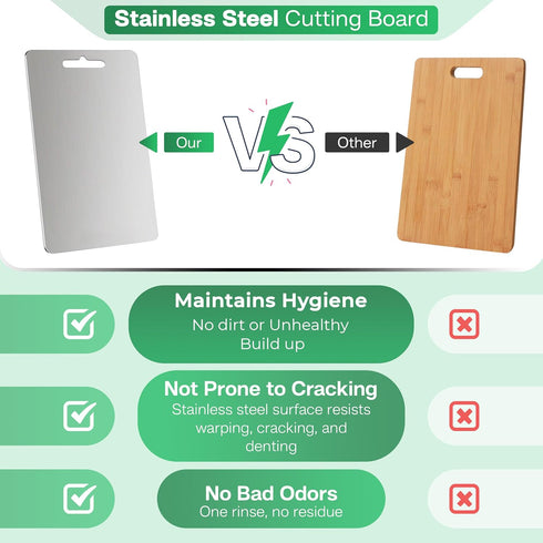 BEGCON 304 15.4" 11" Stainless Steel Cutting Boards for Kitchen - Stainless Steel Food Grade, Double-Sided Non Toxic