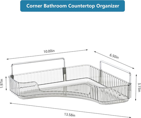 Corner Bathroom Countertop Organizer, 1 Tier Vanity Trays for Bathroom Counter, Makeup Organizer, Perfume Tray, Kitchen Spice Rack, Fits 90 Corner, Smoky Gray by INVSSENE