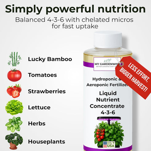 (8 oz) Liquid Plant Food Hydroponics Nutrients for Indoor House Plants, Tomato, Strawberry, Lucky Bamboo, Lettuce