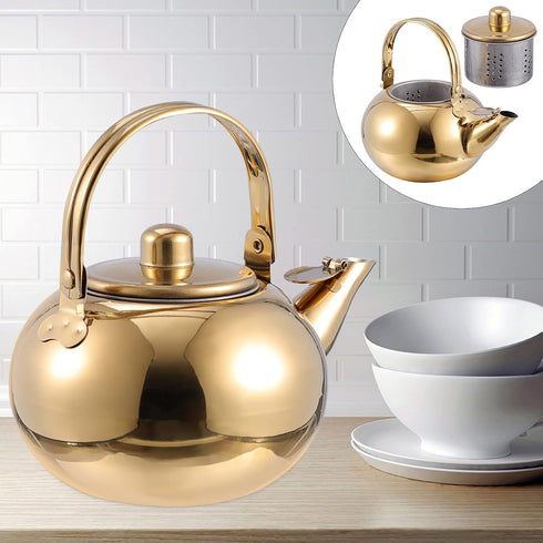 Cabilock Stainless Steel Teapot 1000ML with Removable Infuser & Spout Filter, Stovetop Safe Kettle