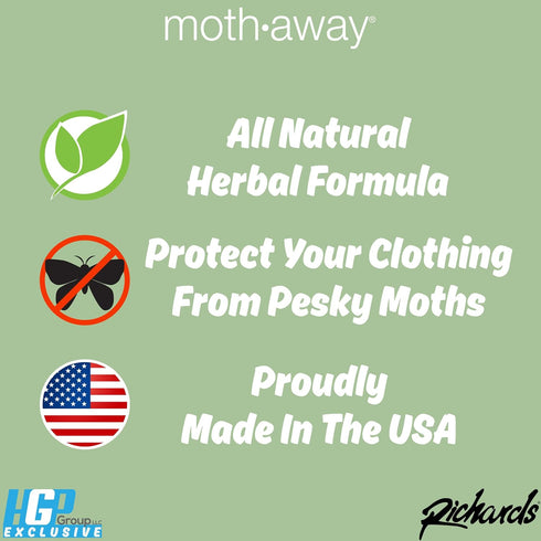 Richards Homewares Moth Away Herbal Non-Toxic Natural Repellent, 6 Jumbo Sachets