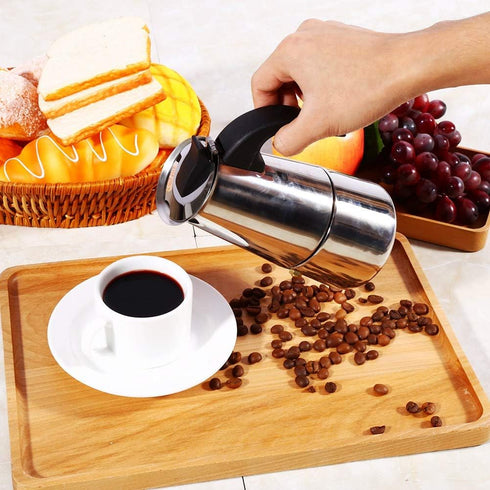 Haofy Stainless Steel Pot Cup Coffee Maker for Home Office Use (200ml, 100ml/200ml/300ml/450ml)