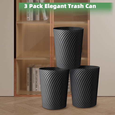 LLNTOU 3 Pack 1.8 6 Small Trash Can Gallons, Bathroom Trash Can & Garbage Can with Trash Bags, Bedroom Trash Bin