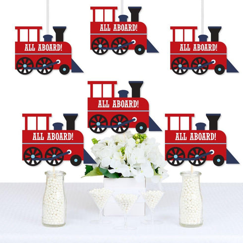 Set 20 Big Dot of Happiness Railroad Party Crossing - Train Decorations DIY Steam Train Birthday Party or Baby Shower