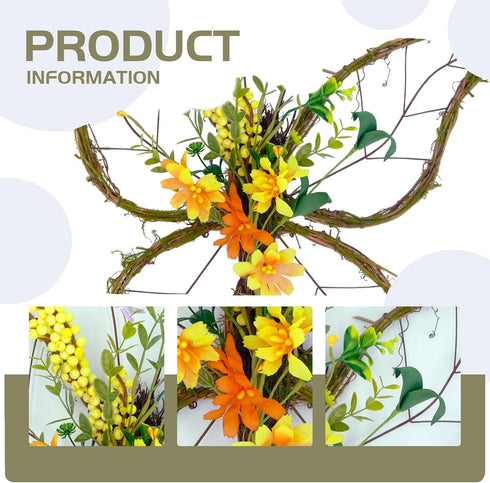 idyllic Butterfly Shaped Wreath with Pastel Berries and Floral, Spring Artificial Wreaths for Front Door Decor