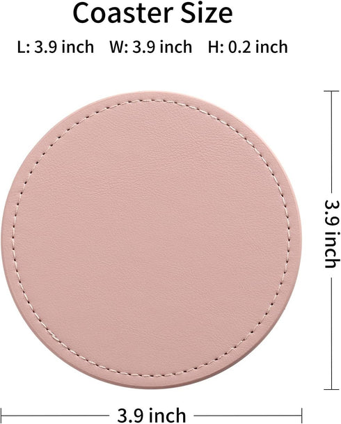 Set 6, Set CASEGRACE Drink Coasters with Metal Holder Stand of PU Leather Absorbent Coasters with Cork Base Table