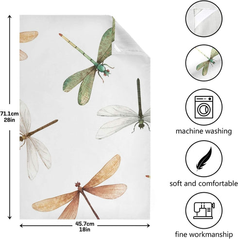 Qilmy Kitchen Dish & Tea Towel Dragonfly Reusable Cloths for Cooking & Drying Dishes, 28x18in-4 PCS