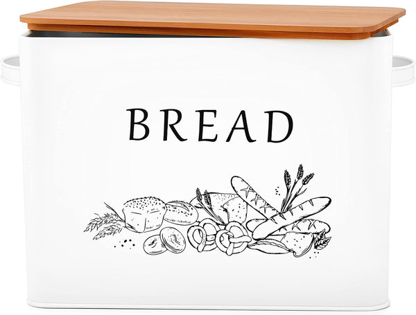 E-far Bread Box for Kitchen Countertop, Metal Bread Storage Container Bin with