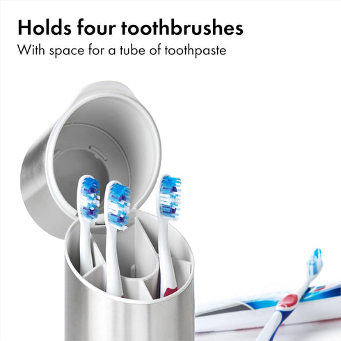 Countertop, OXO Good Grips Stainless Steel Toothbrush Organizer, Bathroom Organizer and Storage, Toothbrush Holder