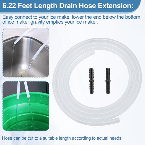 Drain Hose Extension for Nugget & Opal Ice Maker, Fits 1/4'' ID Draining Hoses, Ice Maker Parts
