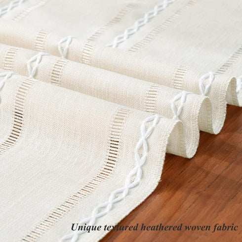 90 Inches 13"90") Wracra Rustic Hemstitch Table Runner, Linen Farmhouse Table Runners Long with Tassels for Dining