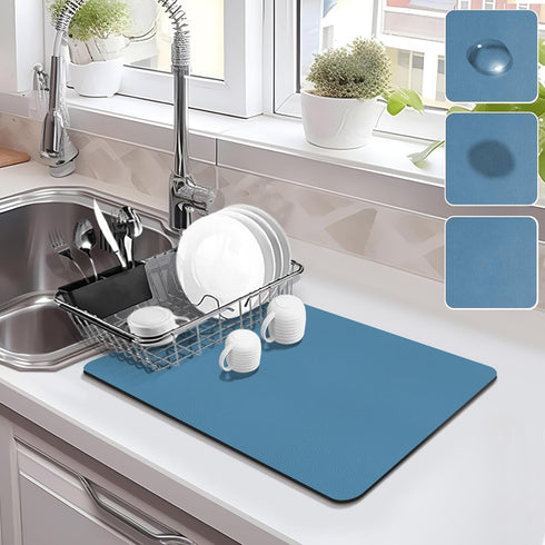 Absorbent Drying Mat 12"x16" for Kitchen Countertops, Hide Stain Rubber Backed Coffee Mat Dish Drying Rack