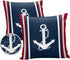 Waterproof Pillow Covers for Couch, Set of 2 Throw Pillow Cases, Nautical White Anchor Navy Blue Red Decorative Cushion