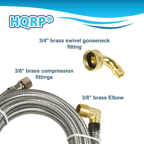 HQRP 2-Pack Universal Premium Stainless Steel Dishwasher Fill Hose, 6-Foot Burst Proof Water Supply Line