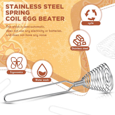 4 Pieces Stainless Steel Spring Whisk, 8.46 Inches Egg Whisk for Blending, Whisking, Beating, Stirring Kitchen Utensil