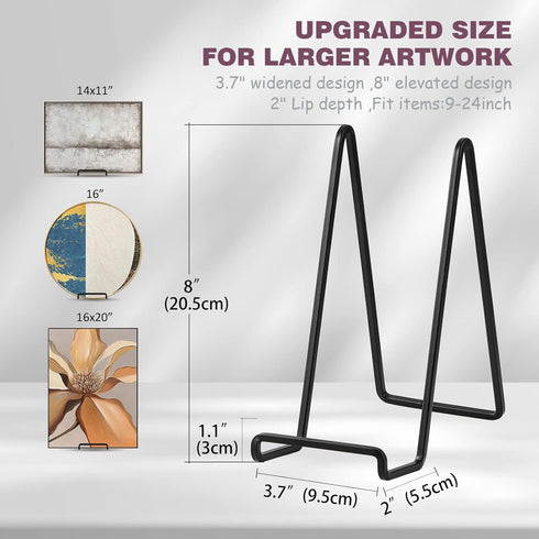Plate Holder Easel Display Stand - 8 inch Metal Plate Stands for Display - Tabletop Picture Stand - Black Iron Easels for Display Pictures | Photo Frames | Book | Decorative Plates | Plaque - 2 Pack