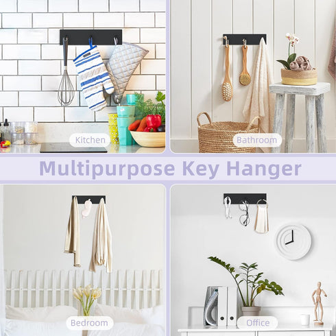 VIS'V Key Holder Wall Mount, Small Self Adhesive Key Hanger with 3 Key Hooks