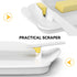 Butter Dishes with Lid for Countertop Refrigerator, Plastic Flip Top Lid Butter Container with Spreader, White