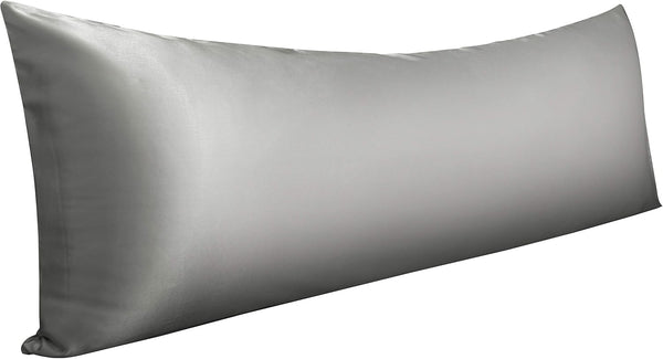 NTBAY Satin Body Pillowcase - Luxurious Silky Pillow Case with Envelope Closure, 20x54 Inches, Grey