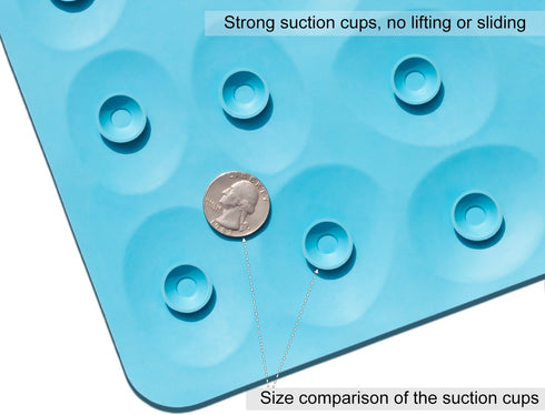OTHWAY Non-Slip Bathtub Mat - Soft Rubber Bathroom Bathmat with Strong Suction Cups (Blue)