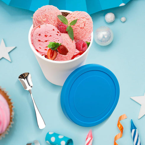 4 Pack Set (1 1 1 1 Belle&Beau Ice Cream Containers Quart Each) with Silicone Lids, Ideal for Homemade Ice Cream